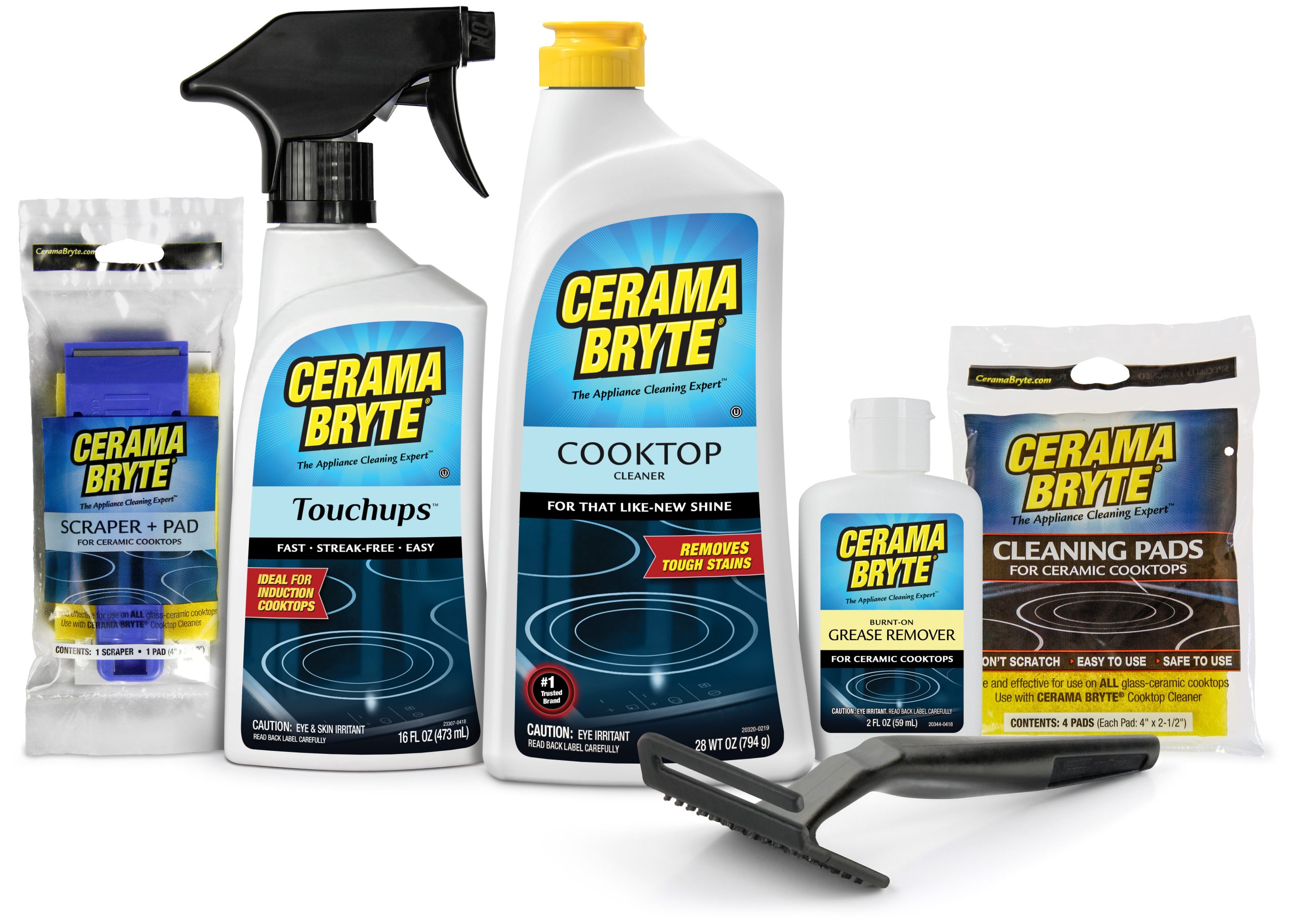 CERAMA BRYTE Cooktop Cleaner Kit - Lemon Scent, Glass Top-Safe, All  Surface, Easy Cleaning - 10 oz Bottle, Scraper, Cleaning Pad & Grip Tool in  the Cooktop Cleaners department at